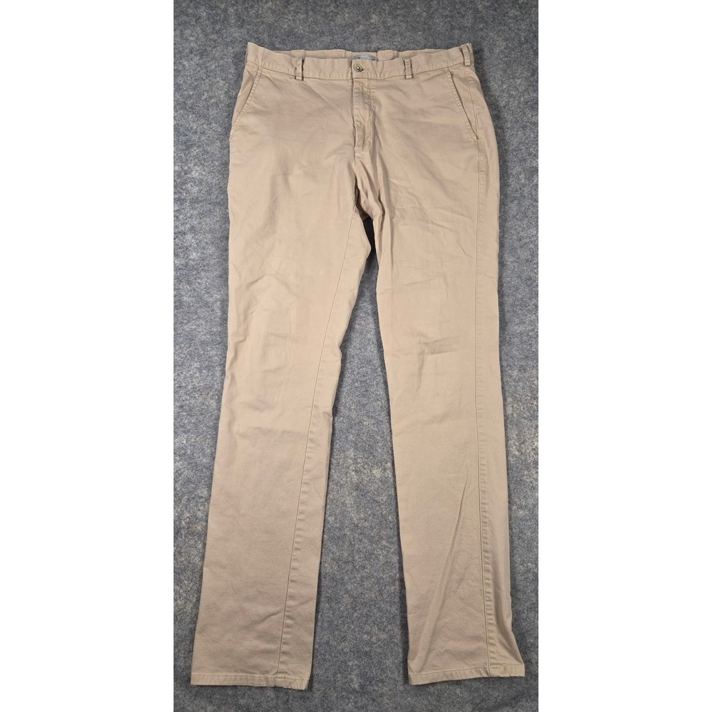 Peter Millar Mens Khaki Tan Pima Cotton Stretch Chino Pants Size 35 Straight Leg